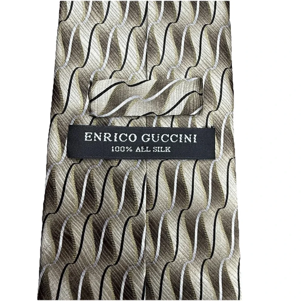 Vintage 100% Silk waves Enrico‎ Guccini Brown